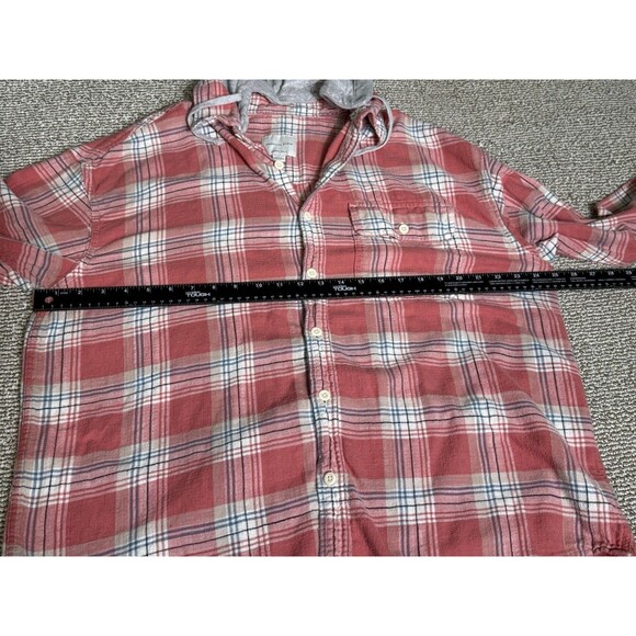 American Eagle Super Soft Flannel Shacket Mens XL Hooded Red Plaid Cotton - Picture 6 of 7